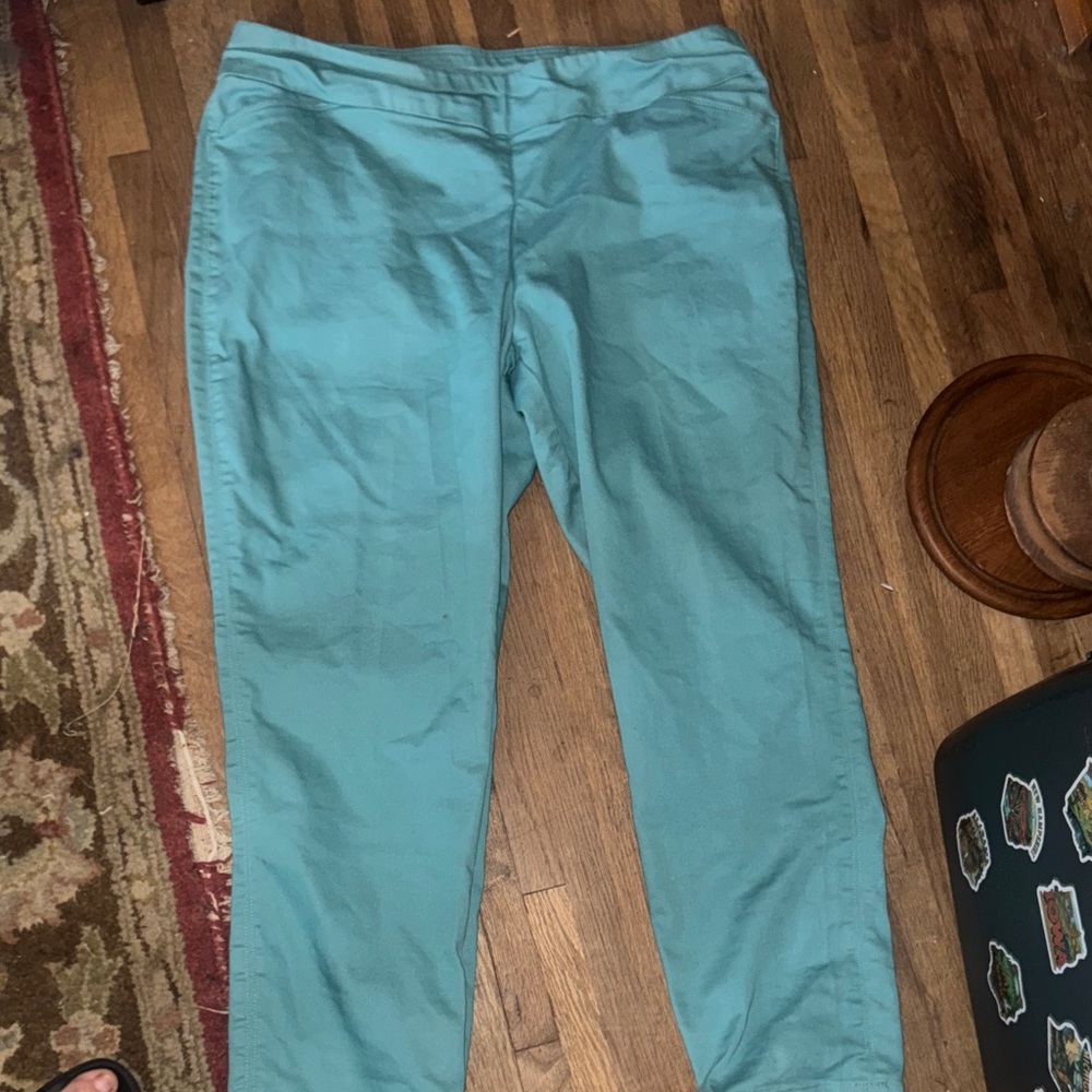 Croft & Barrow Women's Size 18 Light Teal Effortless Stretch Pull-On Pants"